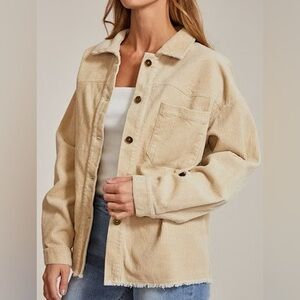 Zara Corduroy Jacket Women’s Size Medium Cream Button Front